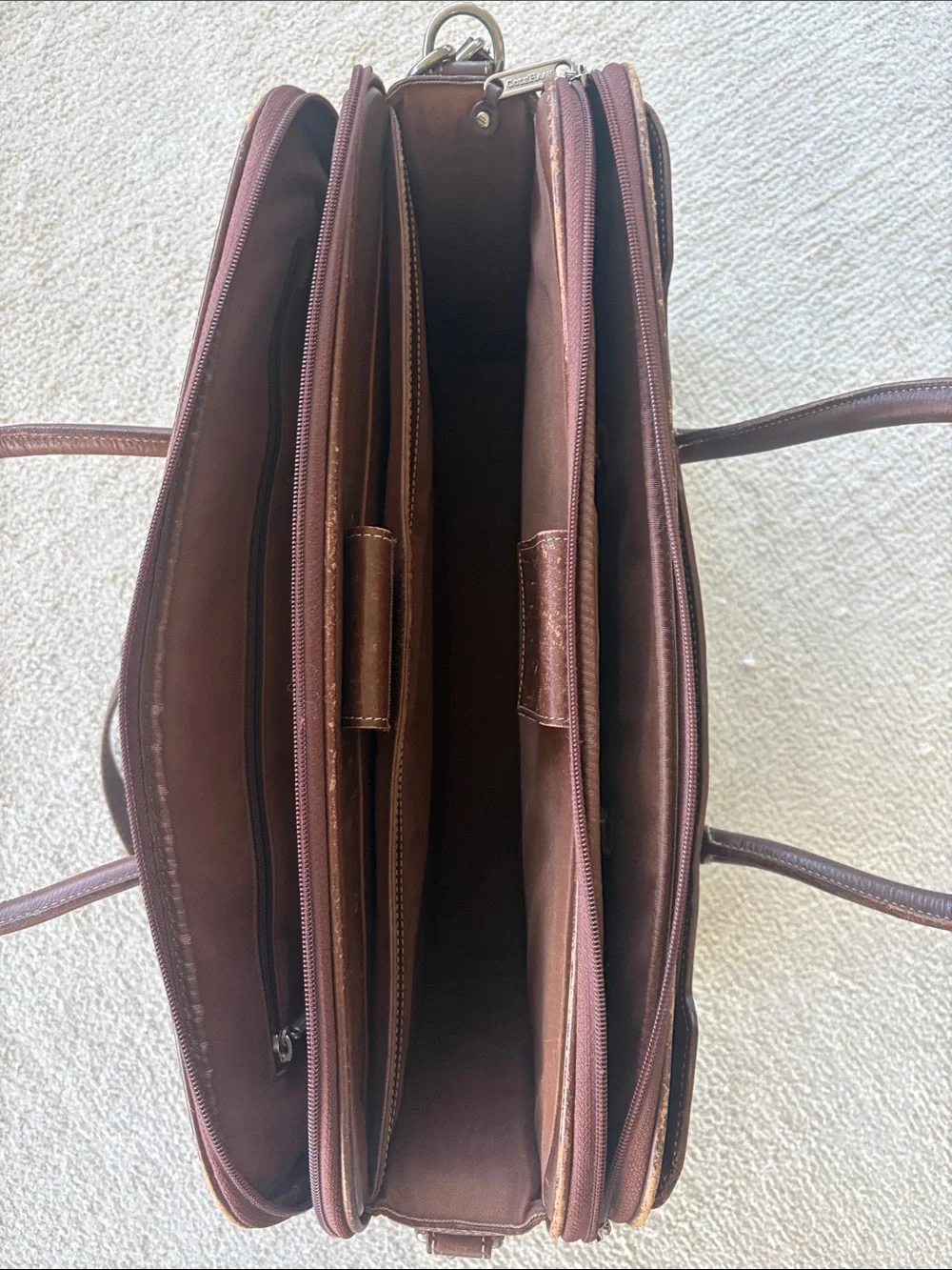 Vintage Cole Haan Brown Leather Briefcase with Shoulder Strap